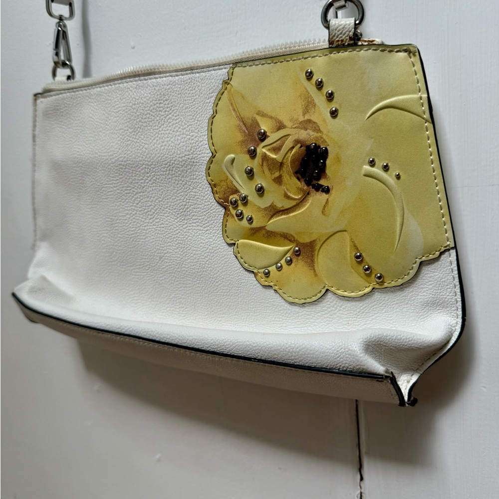 Calvin Klein White Crossbody Bag with Yellow Floral Accent
